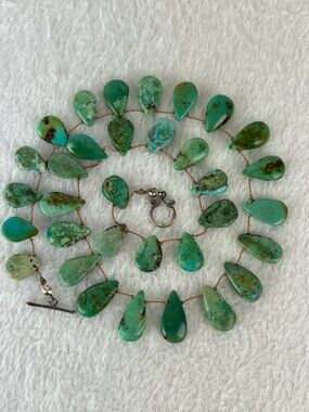 Turquoise tear Drop Native American 925 Silver Clast Necklaces